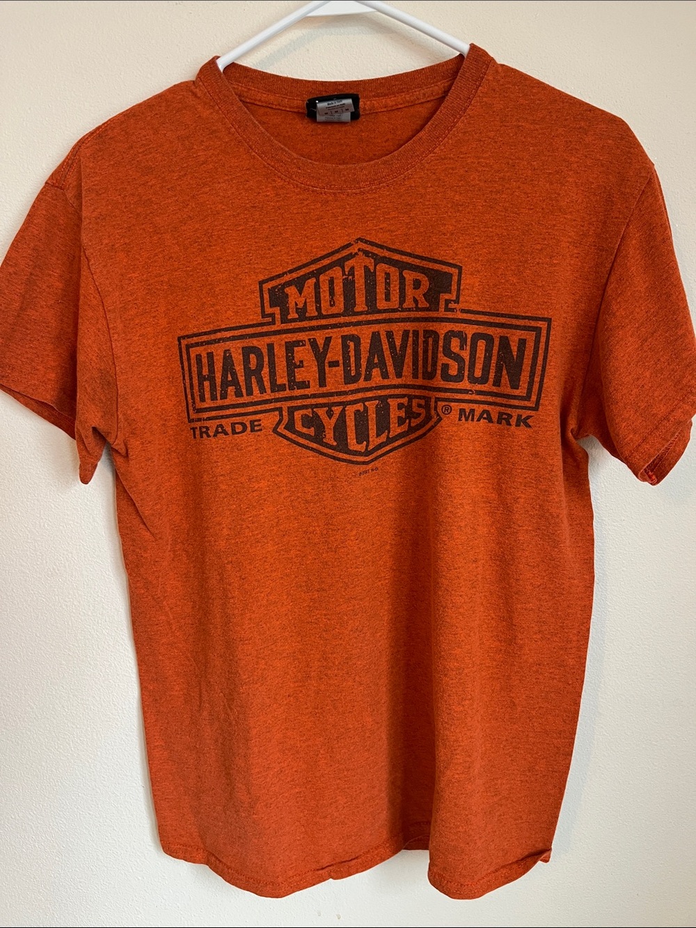 Harley-Davidson Heathered Orange Tee with Black Shield Logo